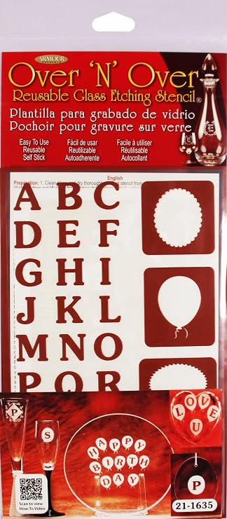 Armour Products Etch Over N Over Stencil, Reverse Lettering