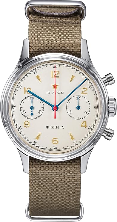 SEAKOSS Original 1963 Mens 38mm Watch ST1901 Movement Pilot Chronograph Mechanical Wristwatch Stainless Steel Acrylic Glass Domed Mirror Analog Casual Dress Watches