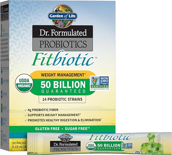 Garden of Life Dr. Formulated Fitbiotic Probiotics Powder, 20 Packets