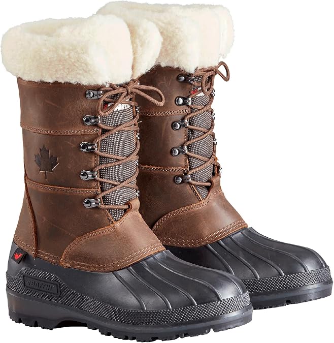 Baffin Women's MAPLE LEAF Tall Waterproof Insulated Lightweight Leather Lace-Up Arctic-Rated Cold Weather Winter Snow Boots