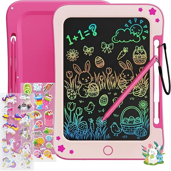 TEKFUN LCD Writing Tablet for Kids, Toddler Girl Toys, Doodle Board Drawing Tablet, Easter Gifts for Kids, Birthday Gift for 3-8 Years Old Girl (8.5 Inch Pink)
