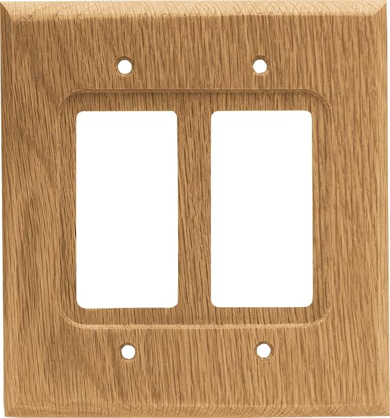 Brainerd 64654 Wood Square Double Decorator Wall Plate / Switch Plate / Cover, Medium Oak