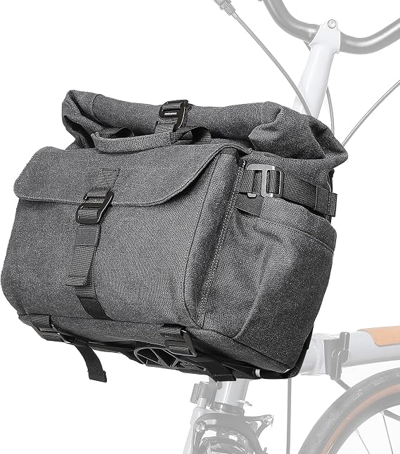 ROCKBROS Bicycle Front Bag, Handlebar Bag, Large Capacity, Adjustable, 4-Way, Backpack, Carry Bag, Handbag, Brompton Bag, Folding Bike, Travel, Commuting Black