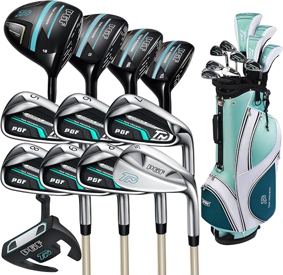 PGF Golf Gold TP Complete Golf Club Package Set for Men & Women [17-Pieces] [Flex: Regular]