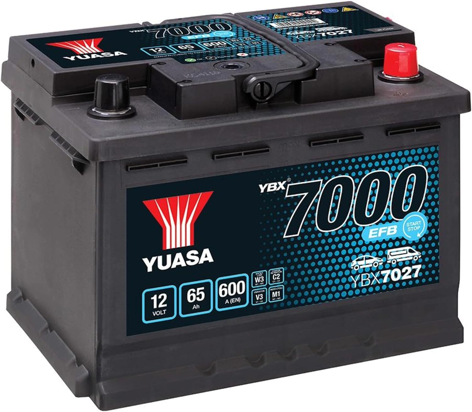 Yuasa YBX7027 12V 65Ah 600CCA EFB Maintenance Free Start Stop Car Battery