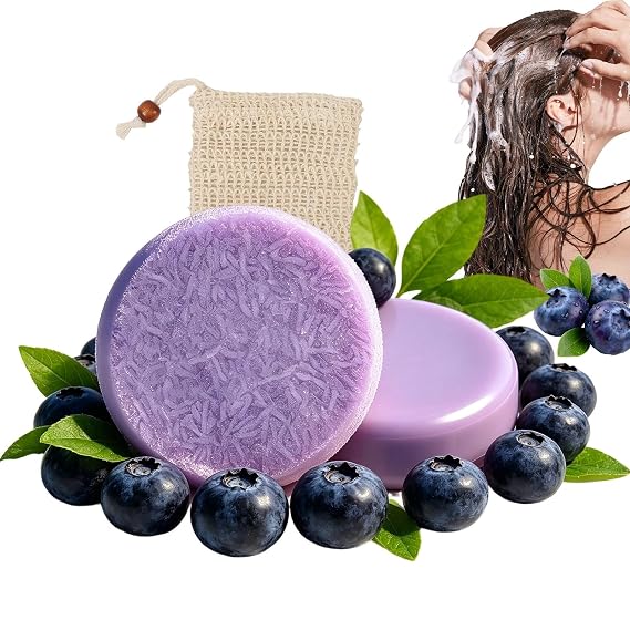 Blueberry Fields Shampoo & Conditioner Bar Set, Solid Hair Wash Bundle