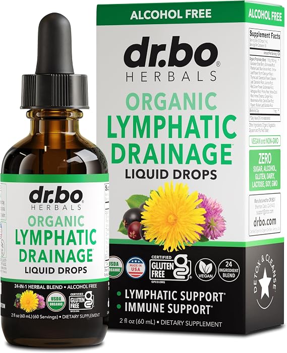 Lymphatic Drainage Supplements Drops - Organic Lymphatic Support Liquid Drops Cleanse with Echinacea, Lymph System Support Supplement, Lymph Node Detox Cleanse System Drainage - 2oz Non-GMO Organics