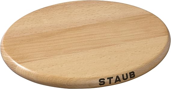 STAUB Cast Iron 11.4-inch Oval Magnetic Wood Trivet