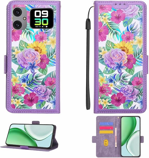 Case Compatible for Cubot A20 Phone Case Flip Cover [with Tempered Glass Screen Protector][RFID Blocking][Colorful Reflect Light] LPT-HUA1