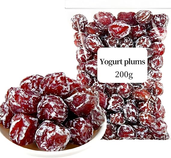 MKSDDF-200g Chinese Snacks Chinese Yogurt Plums, Candied Plums, Dried Plums, Sweet and Sour Plum Candy, Non-GMO Plums, Vegetarian Sugar Plum Candy Sugar Plums Candy