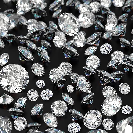 Hicarer 800 Pcs Acrylic Diamond 12, 8, 6, 3, 2mm, Clear