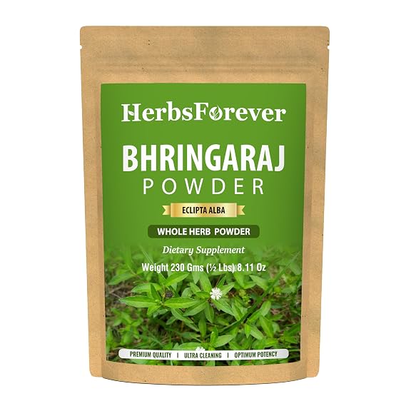 HerbsForever Bhringaraj (Eclipta Alba)-Whole Plant Powder Hair, Scalp & Liver Support Wild Harvested -Non GMO - 2X Potency| Ultra Clean| NO Sand & Mud | Steam Sterilized| 8oz-1/2 LBS Ayurvedic Premium