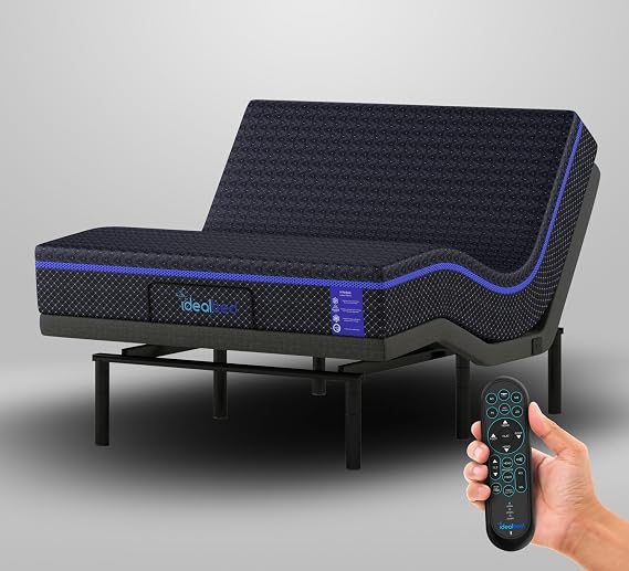 iDealBed S4 Nebula Luxury Hybrid Mattress + 6i Custom Adjustable Bed Sleep System, Comfort, Cooling & Support, Advanced Silent Operation, Pillow Tilt, Wallhugger, (Medium Firm, Full)