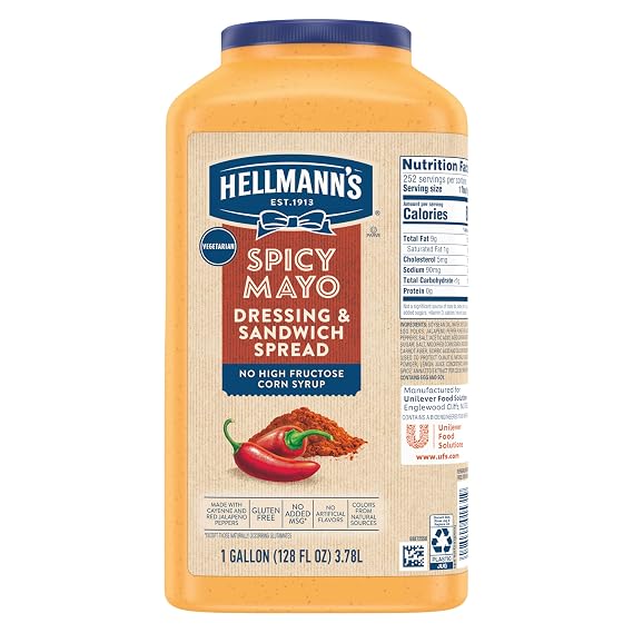 Hellmann's Spicy Mayo Dressing & Sandwich Spread Jug, 1 Gallon (128 Fl Oz)