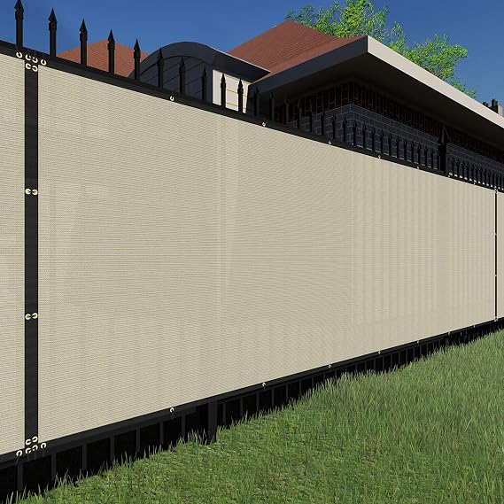 TANG Sunshades Depot Beige 6'x99' 260 GSM Privacy Fence Screen Commercial Construction Site Windscreen Residential Chainlink Fence Netting Fence Cover Privacy Blockage with Excellent Airflow