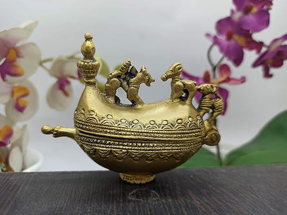 KALARAMBH Bharat HAAT Brass Ship Shape Kankavati BH07128