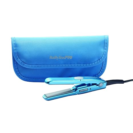 BaBylissPRO Nano Titanium Mini Flat Iron Hair Straightener, 0.5" Hair Straightener Iron for Touch Ups & All Hair Types, Perfect for Travel