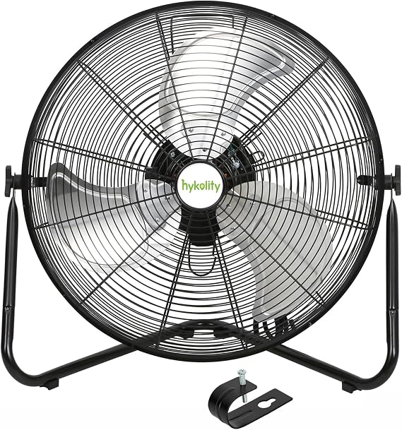hykolity 20" High Velocity Floor Fan, 4600 CFM Heavy Duty Metal Wall Mount Fan with 3 Speeds, Industrial Shop Fan for Garage, Warehouse, and Commercial, UL Listed