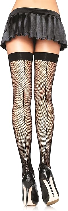 Leg Avenue Women's Fishnet Thigh Highs with Backseam