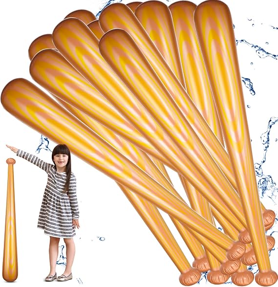 6 Pcs Giant Inflatable Baseball Bats Large 40 Inch Inflatable Toy Bat Baseball Party Favors, Sports Theme Toy, Birthday Party Decorations for Pool, Beach