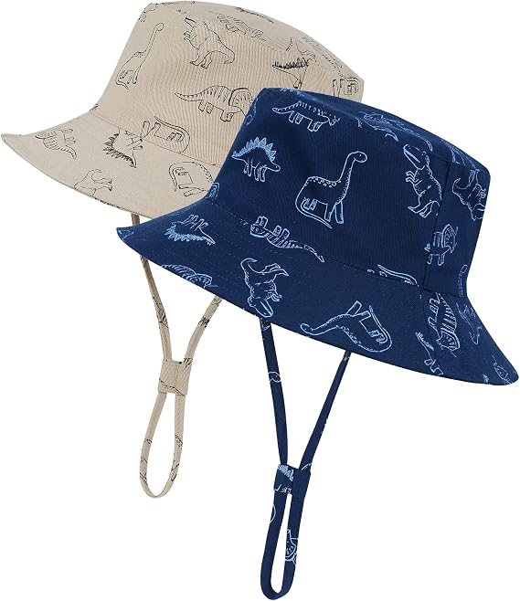 Durio 2-Pack Baby Bucket Hat - UPF 50+ Sun Protection Hat for Infant to Kid, Wide Brim Summer Beach Hats Newborn Toddler Boy