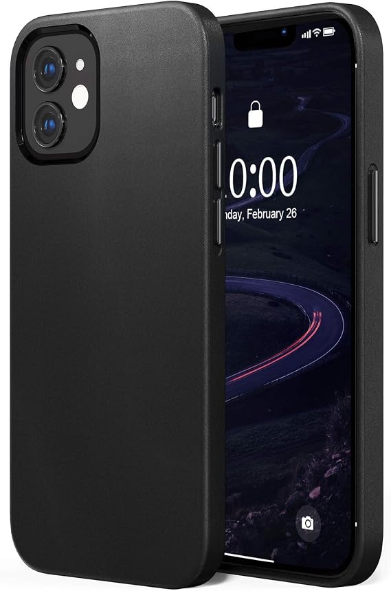 SSURPHY Case for iPhone 12 Pro case and iPhone 12 Pro, Premium Faux Leather Phone Case (with Metallic Buttons & Microfiber Lining) for iPhone 12 & 12 Pro 6.1 inches, Black