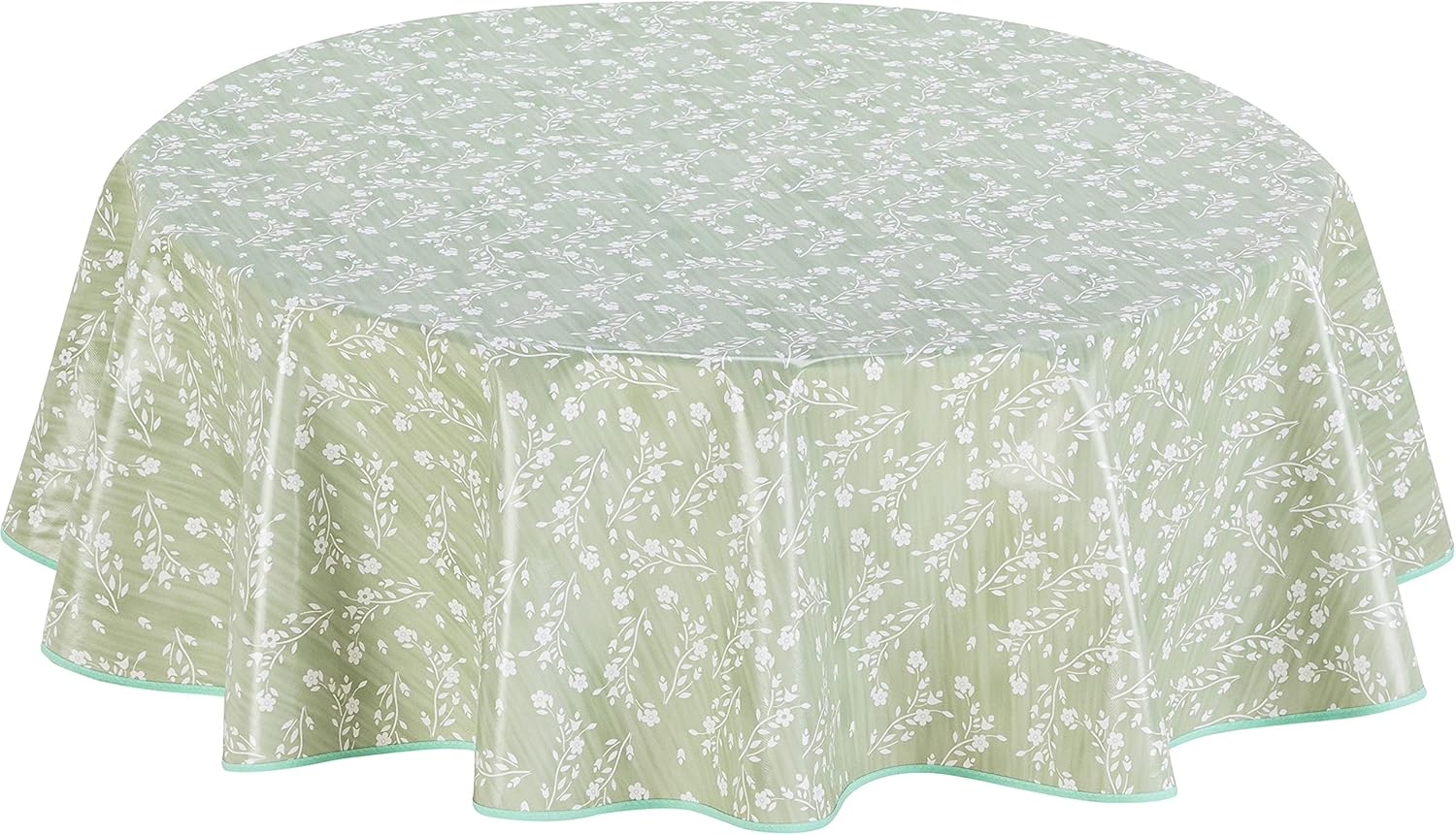 Home Direct Round Oilcloth PVC Wipe Clean Tablecloth Table Cover 155cm 61" Sage Green