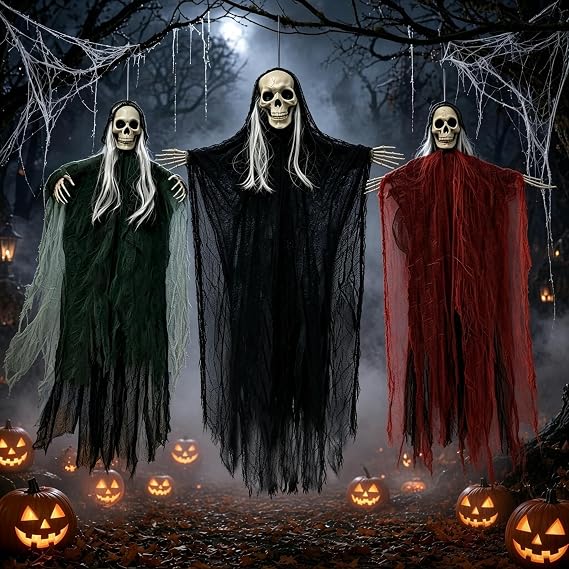 3 Pcs Halloween Hanging Skeleton Ghost Decorations
