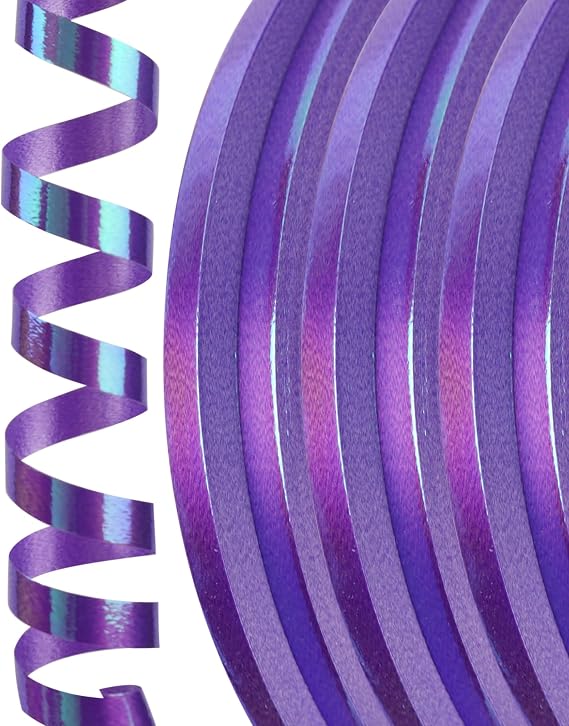 PartyWoo Purple Iridescent Curling Ribbon for Balloons, Craft, Gift Wrapping, Wedding, Florist (6 Rolls, 100 Yards/Roll)