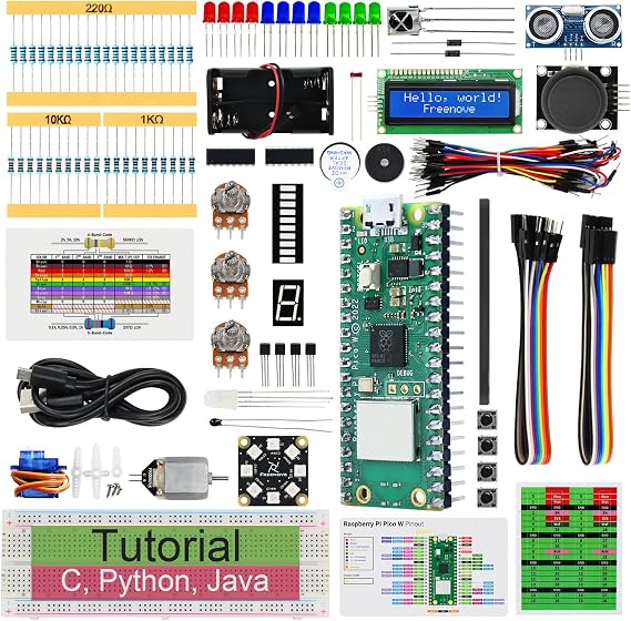 Freenove Super Starter Kit for Raspberry Pi Pico W (Included) Dual-Core Arm Cortex-M0+ Microcontroller 588-Page Detailed Tutorial 177 Items 94 Projects Python C Java Code