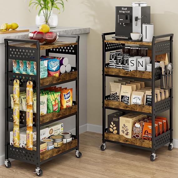 4 Tier Rolling Storage Utility Snack Cart on Wheels