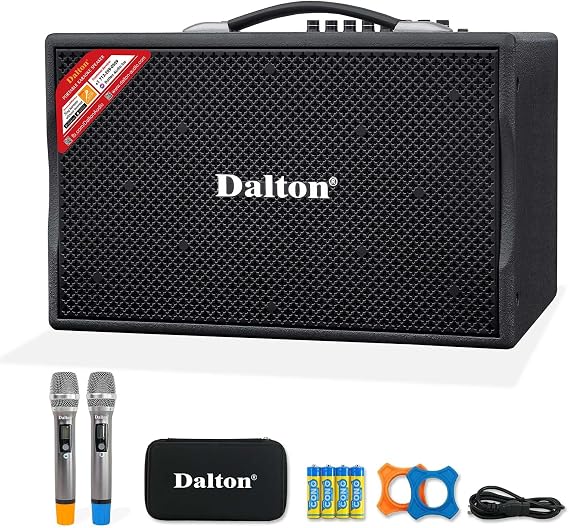 250W Dalton KS8Pro Portable Karaoke Machine for Adults with Bluetooth Speaker, Speakers Bluetooth Wireless System with 8 Inch Subwoofer, Dual Mic Support, USB AUX Inputs for Home and Swimming Party