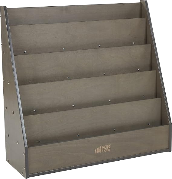 ECR4Kids Streamline Double-Sided Book Display with Storage, Grey Wash