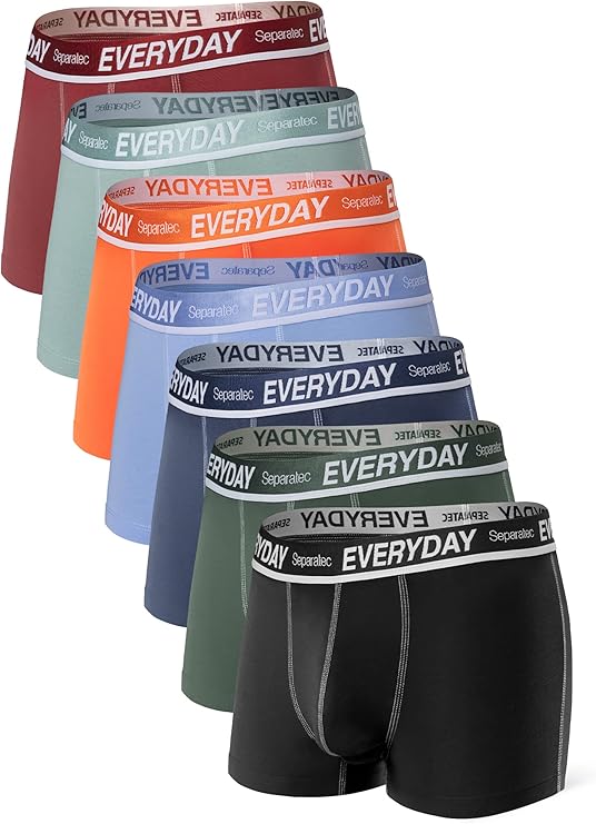 Separatec 7 Pack Men's Boxer Briefs Breathable Soft Cotton Underwear Colorful Everyday Boxer Shorts Multipack with Supportive Dual Pouch