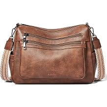 Bluome CrossBody Bag Purses for Women, Vegan Leather ladies Handbags Multi Pocket Soft Shoulder Hobo Bag with Guitar Strap