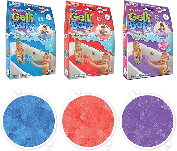3 x Gelli Baff Bundle from Zimpli Kids, Blue, Red & Green, Turn water into colourful goo! Childrens Sensory & Bath Toy