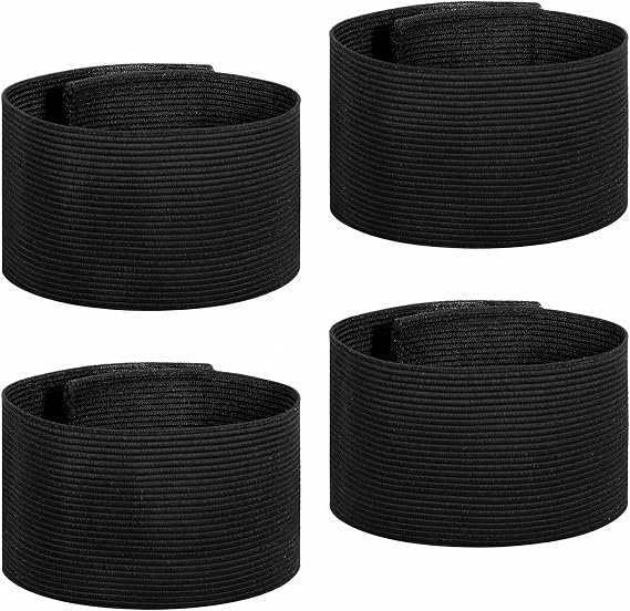 Ymapinc Adjustable Elastic Arm Bands,4 PCS Soccer Captain Armband Team Sport Armbands, Basketball, Volleyball, Team Sports, Memorial Armband, Mourning Bands 11.81x1.97 Inch