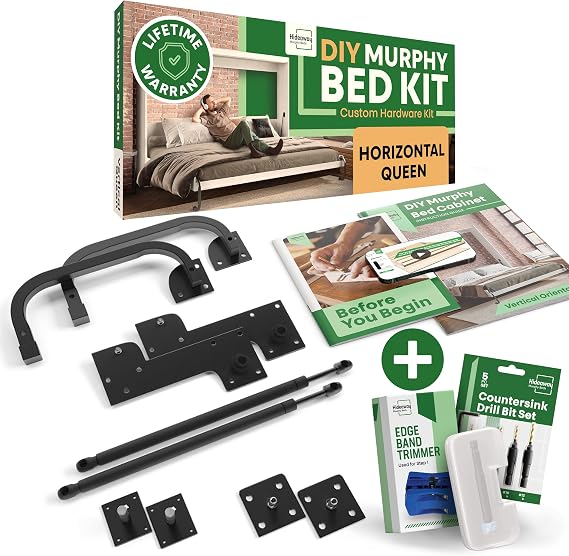 DIY Murphy Bed Kit Queen Horizontal | Murphy Bed Hardware for Wall Cabinet, Mechanism Kit
