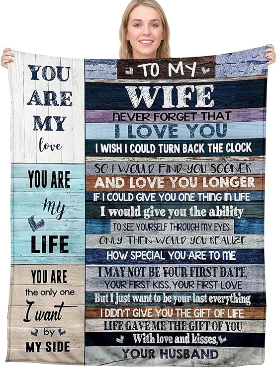 Anniversary Romantic Gift for Women, to My Wife Blanket from Husband, Wife Birthday Gift Ideas, Anniversary Wedding Gift for Her, Soft Flannel Throw Blanket for Couch Sofa Bed