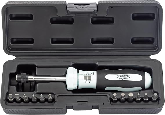 Draper Expert 13 Piece Torque Screwdriver Set | Torx Screwdriver Kit | Adjustable Torque Socket Set 1-5 Nm | Soft-Grip Ergonomic Handle | 75170