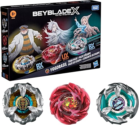 Beyblade X Yggdrasil Team Pack, 3 Takara Tomy Tops, Anime Battling Tops Game Toys, Ages 8+