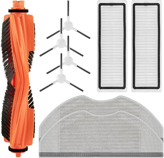 (9 Pack) S40C Replacement Parts Compatible with Xiaomi S40C Robot Vacuum, 1 Roller Brush, 2 HEPA Filters, 2 Mop Pads, 4 Side Brushes, Accessories Kit
