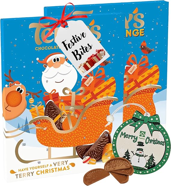 Orange Chocolate Advent Calendar 2025 for Gifts - Pack of 2 Orange Chocolate 24 Days of Christmas Countdown Calendar 106g with Topline Tree Ornament. Christmas Gifts for Kids