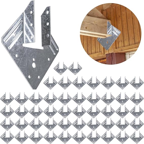 Hurricane Ties for Rafters 50 Pack, 18-Gauge Hurricane Roof Straps for Shed, Heavy Duty Galvanized Rafter Ties, Hurricane Wood Clips Rafter Brackets Joist Brackets