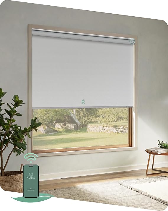Yoolax Motorized Blinds App Control, Alpine White, 22" W x 72" H