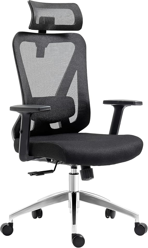 Techni Mobili High Back Mesh Office Chair with Headrest, Ergonomic, Black