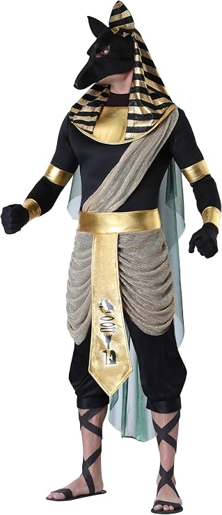 Adult Anubis Costume Men, Masked Ancient Egyptian God Jackal Halloween Outfit