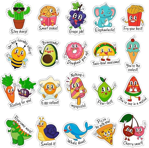 D-FantiX 800 Pcs Teacher Pun Stickers for Kids, Classroom Reward Essentials | Funny Motivational Inspirational Positive Stickers, Encouragement Student Prizes, School Supplies for Elementary Children