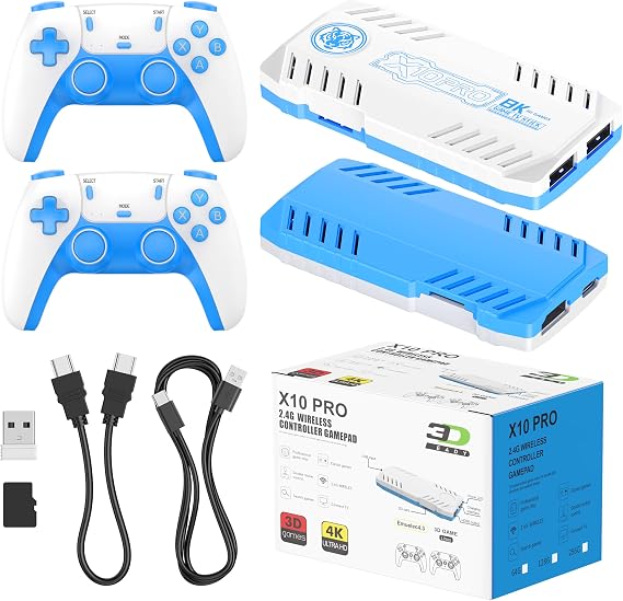X10 PRO Retro Game Stick with 50000+ Games, 4K HDMI HD Plug and Play Game Stick with 2 Controllers, Support 50+ Simulators, 2 Player Battle (Style 1)