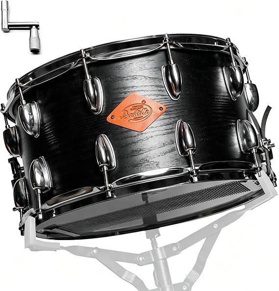 14 x 8 inches Snare Drum Set with 42-Strand Widened Snare Wires, Marching Snare Drum Kit for Students Beginners, Studio & Live Performance, Quick-Adjust, Includes Drum Key, Black
